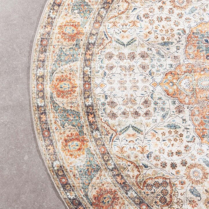 Tapis ovale d'extérieur vintage - Kairo Medaillon Crème/Multicolore - 5