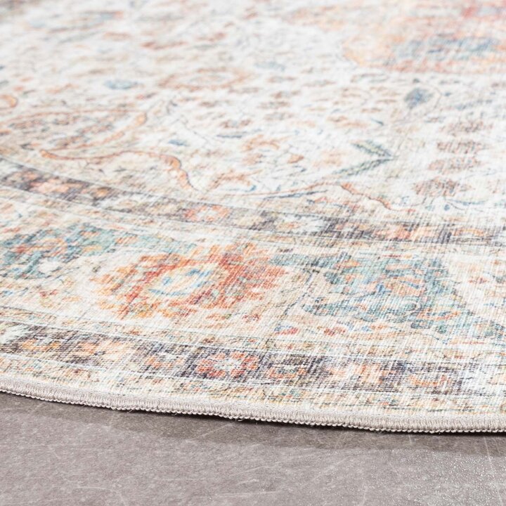 Tapis ovale d'extérieur vintage - Kairo Medaillon Crème/Multicolore - 6