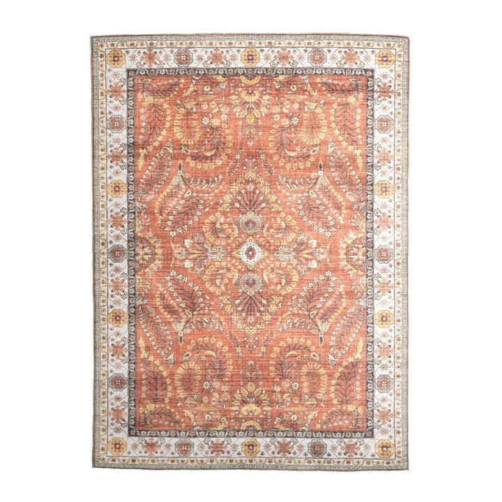 Tapis ovale à poils longs - Santo Flora Terracotta - 1