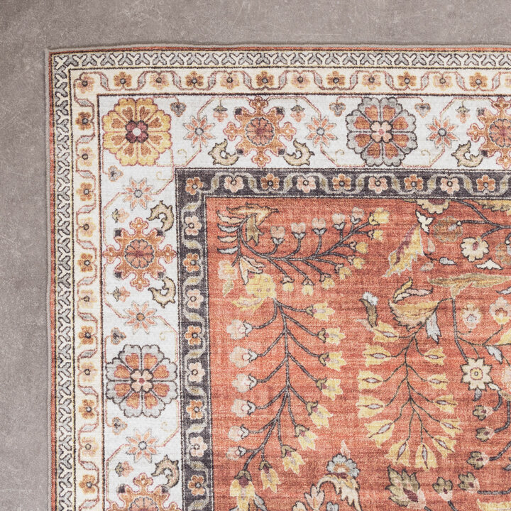 Tapis ovale à poils longs - Santo Flora Terracotta - 5