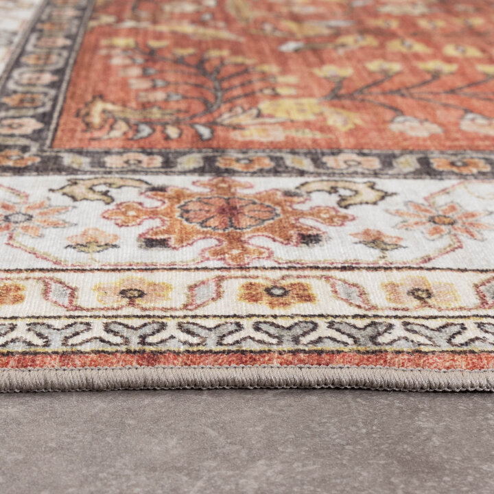 Tapis ovale à poils longs - Santo Flora Terracotta - 6