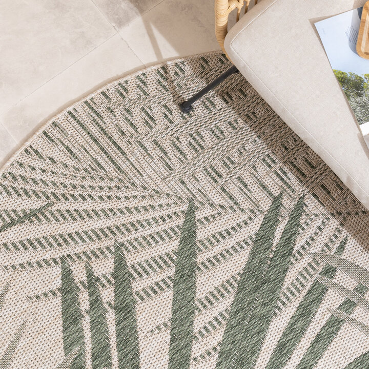 Tapis rond d'extérieur vintage - Tiga Palm Vert - 2