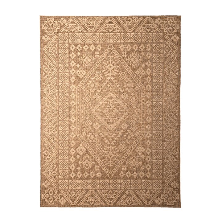 Tapis d'extérieur en jute - Mavi Medaillon Marron/Crème - 1