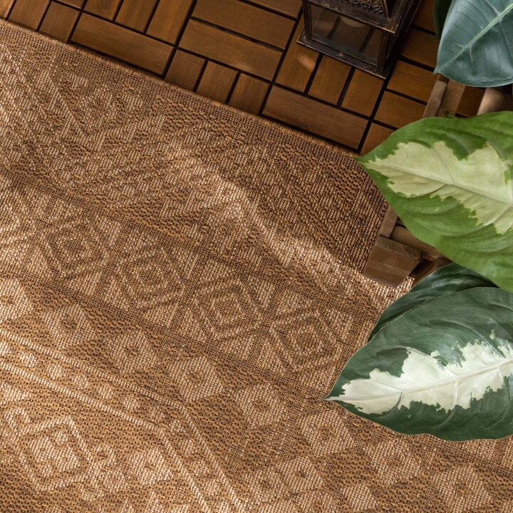 Tapis d'extérieur en jute - Mavi Medaillon Marron/Crème - 2