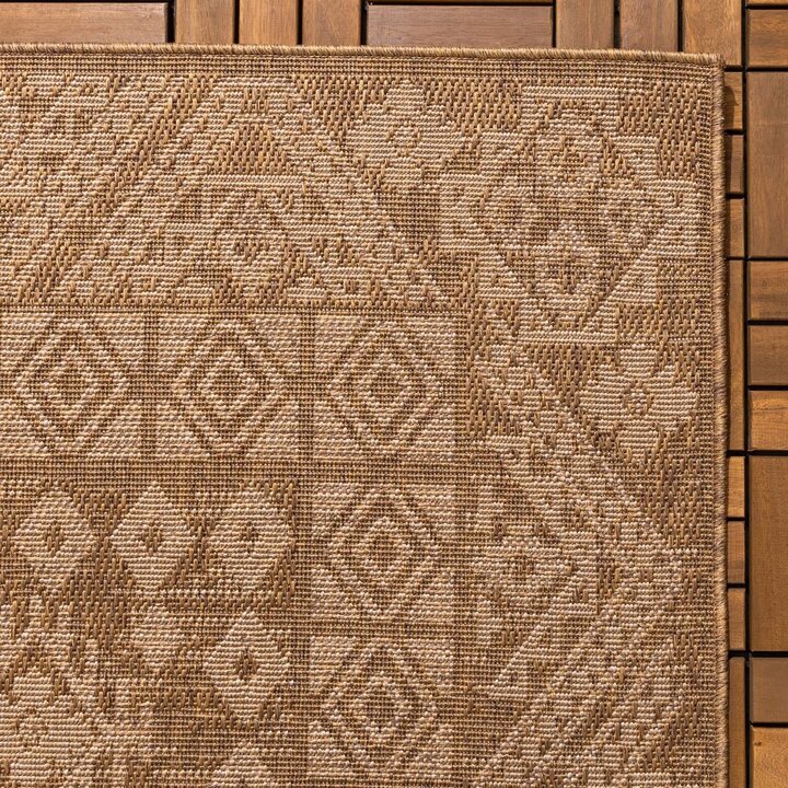 Tapis d'extérieur en jute - Mavi Medaillon Marron/Crème - 4