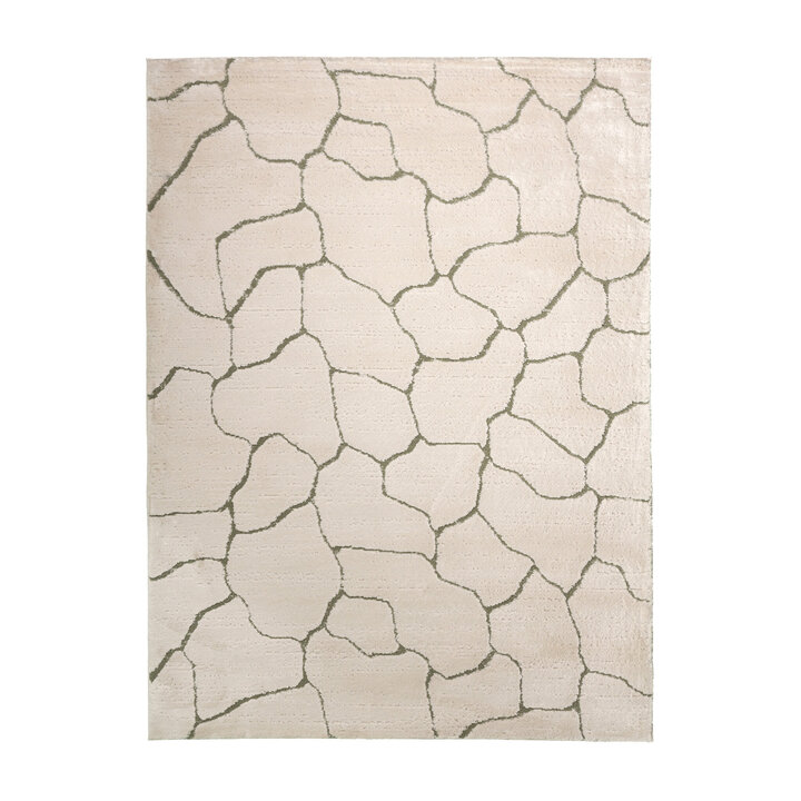 Tapis moderne intérieur et extérieur - Yune Stone Crème/Vert - 1