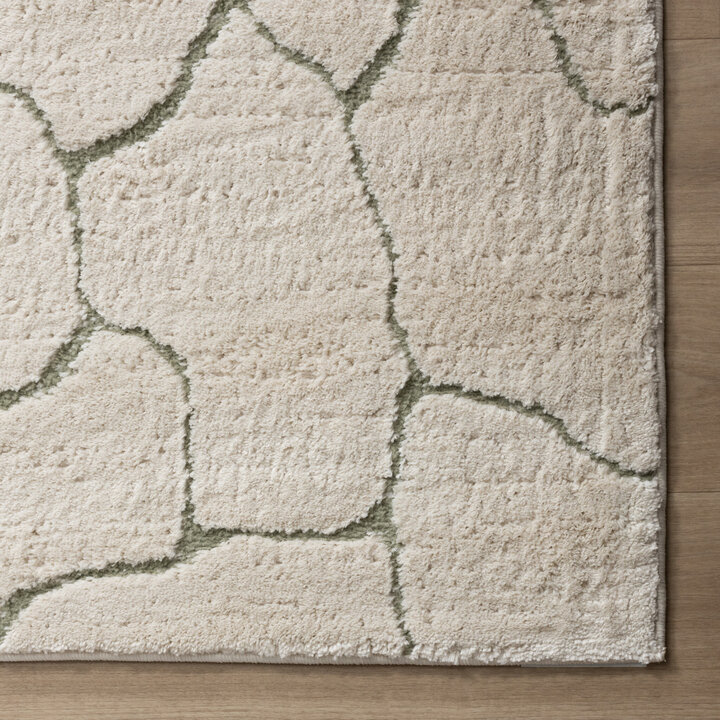 Tapis moderne intérieur et extérieur - Yune Stone Crème/Vert - 4