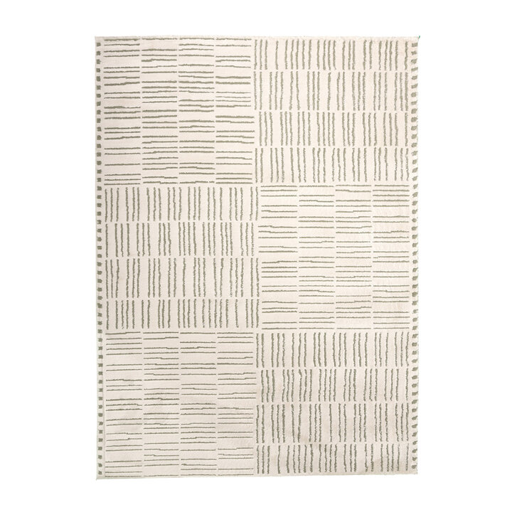Tapis moderne intérieur et extérieur - Yune Lines Crème/Vert - 1