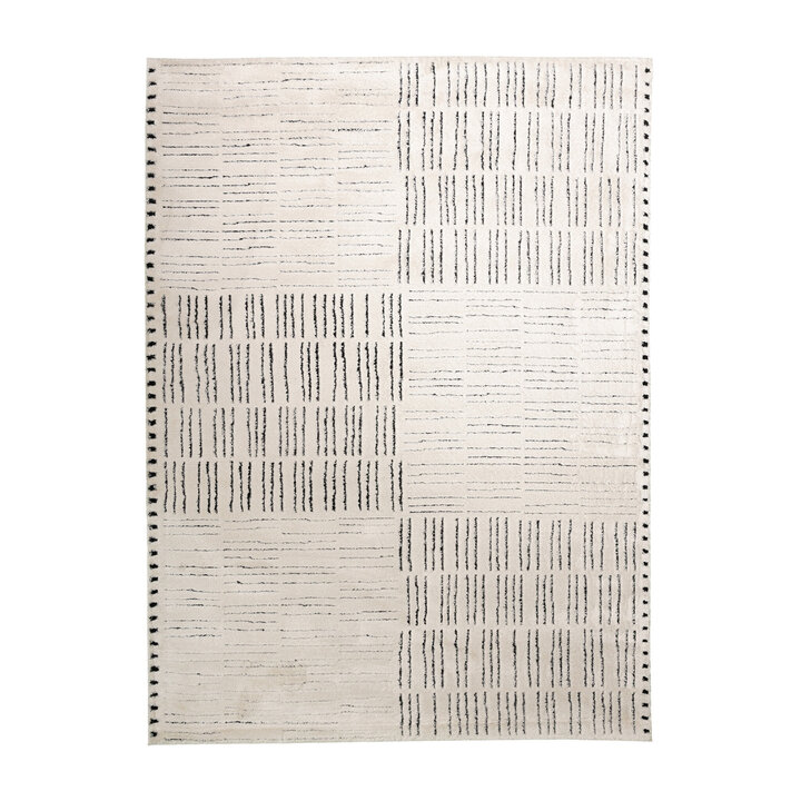 Tapis moderne intérieur et extérieur - Yune Lines Crème/Noir - 1