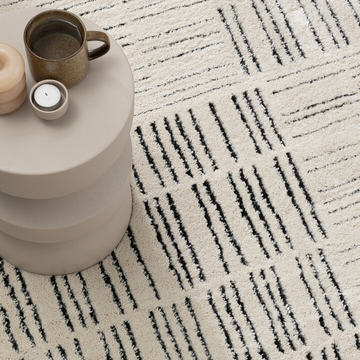 Tapis moderne intérieur et extérieur - Yune Lines Crème/Noir - 2