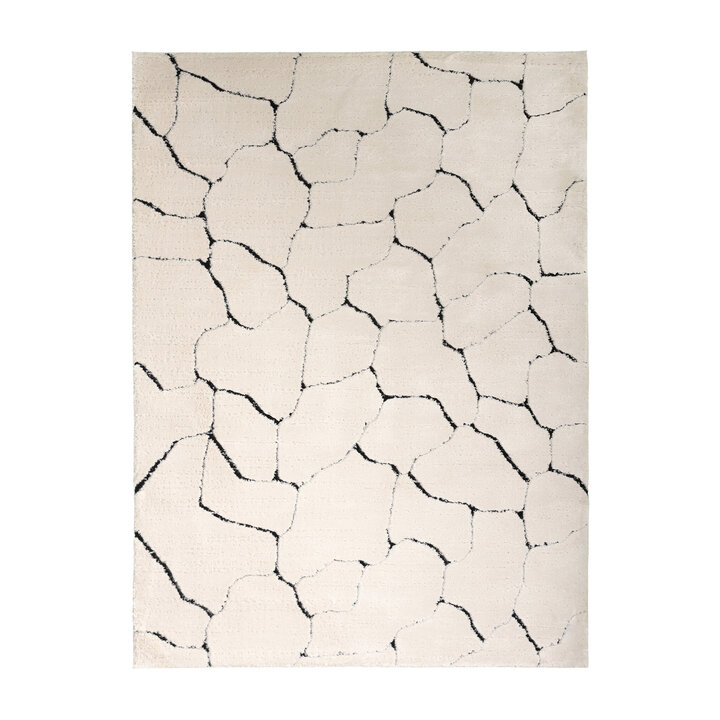 Tapis moderne intérieur et extérieur - Yune Stone Crème/Noir - 1