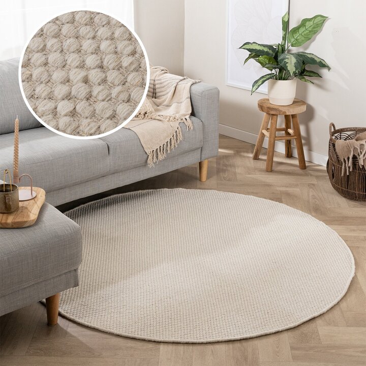 Tapis en laine rond - Bliss Crème