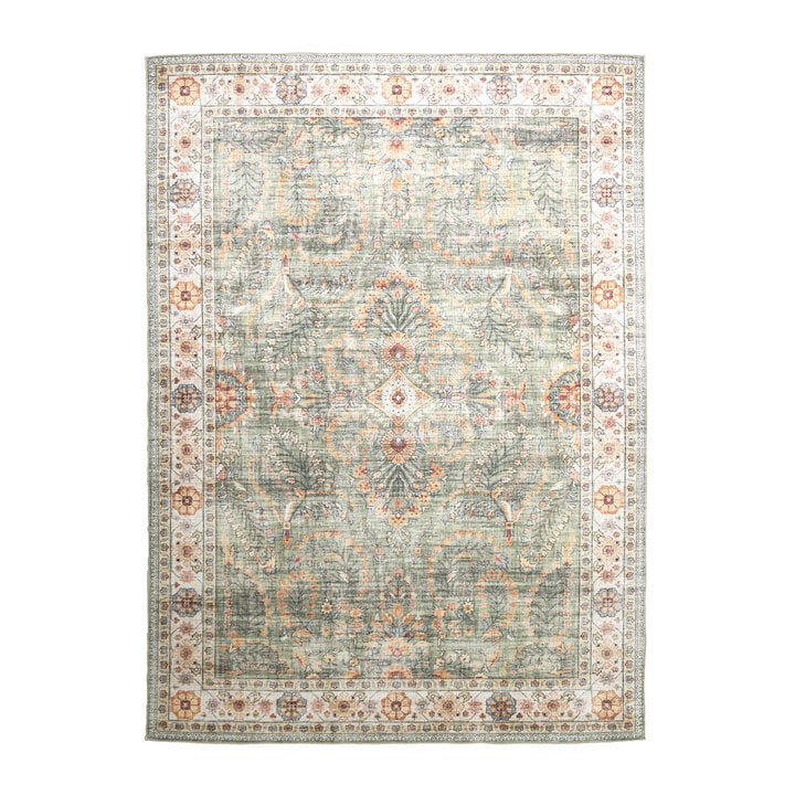 Tapis ovale à poils longs - Santo Flora Vert Olive - 1