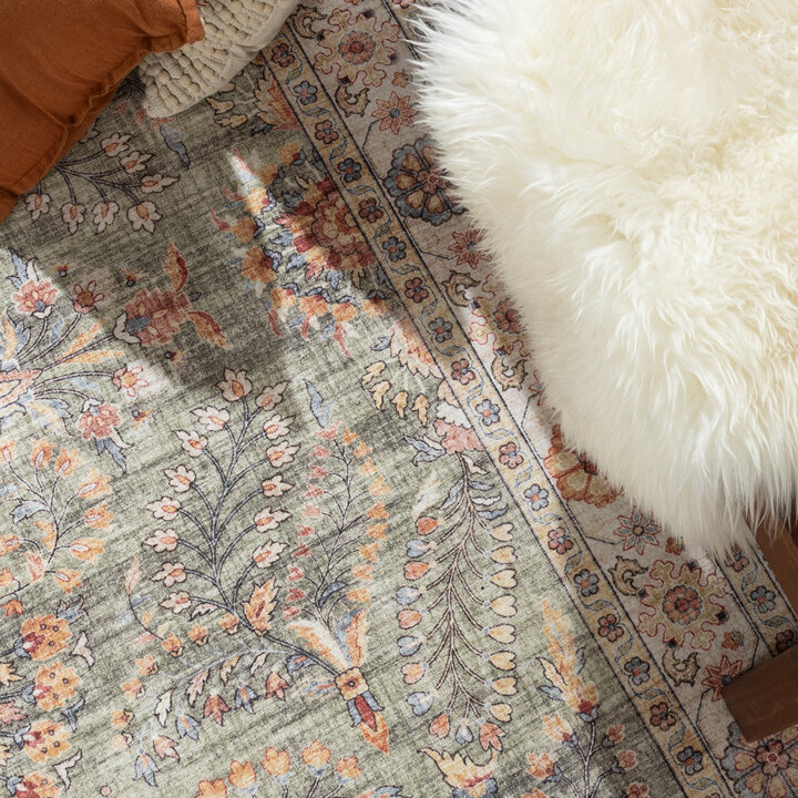 Tapis ovale à poils longs - Santo Flora Vert Olive - 3