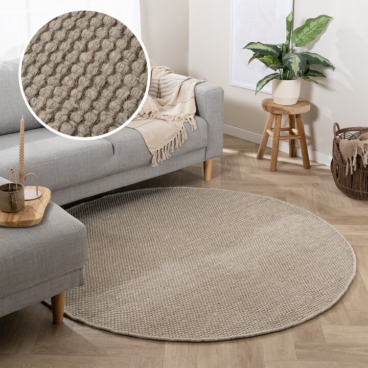 Tapis en laine rond - Bliss Beige/Marron