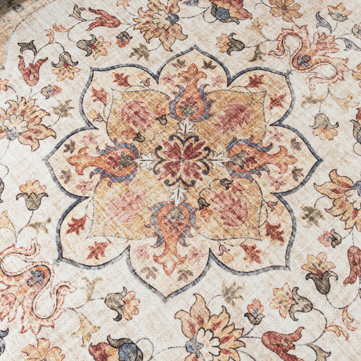 Tapis ovale à poils longs - Santo Mandala Vert Olive - 4