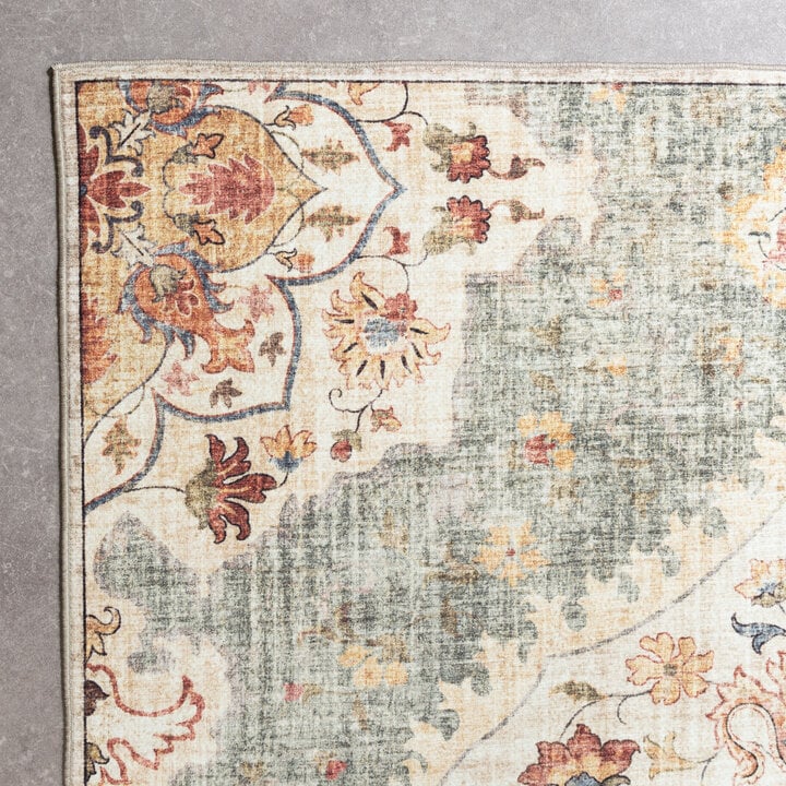 Tapis ovale à poils longs - Santo Mandala Vert Olive - 5