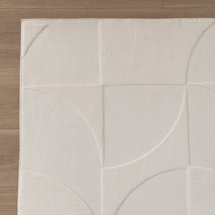 Tapis moderne intérieur et extérieur - Charm Circles Blanc - 5