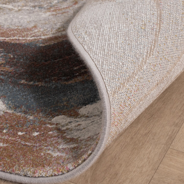 Sous-tapis antidérapant rond - Xavier Wave Bleu/Rouge - 6