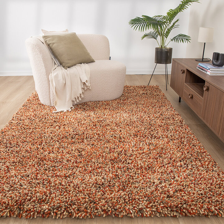 Tapis en laine à poils longs - Elin Rouge/Terracotta