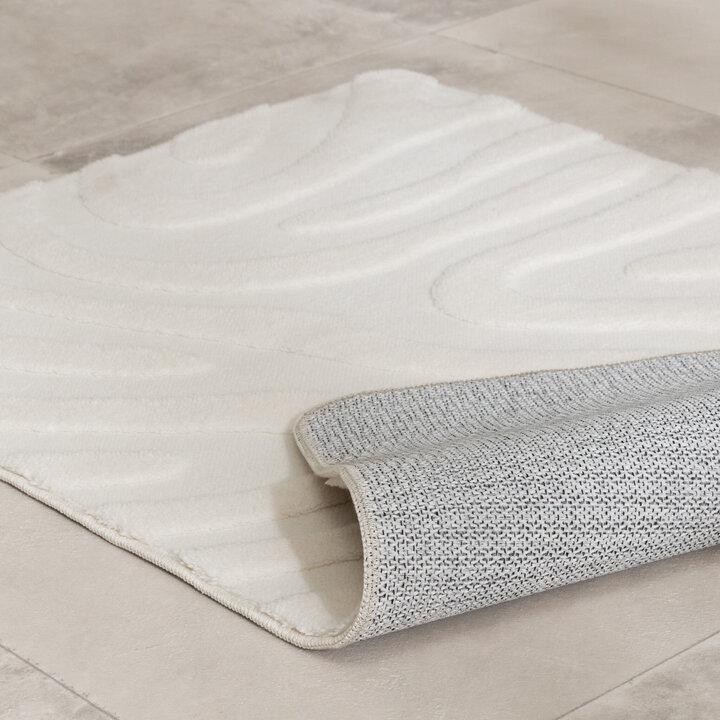 Tapis d'extérieur rond à fleurs - Cassie Shapes Blanc - 5