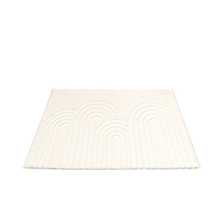 Tapis d'extérieur rond à fleurs - Cassie Arches Blanc - 1