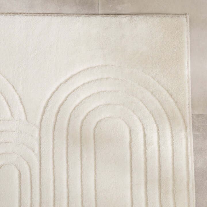 Tapis d'extérieur rond à fleurs - Cassie Arches Blanc - 3