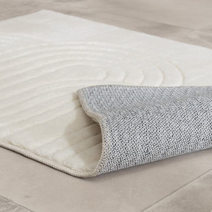 Tapis d'extérieur rond à fleurs - Cassie Arches Blanc - 5