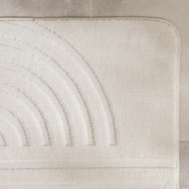 Tapis d'extérieur rond à fleurs - Cassie Curves Blanc - 3