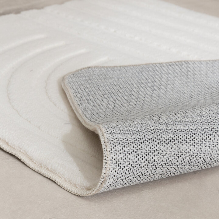 Tapis d'extérieur rond à fleurs - Cassie Curves Blanc - 5