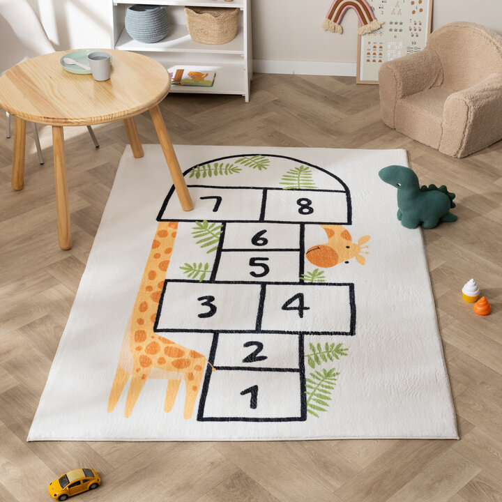 Tapis d'extérieur à fleurs - Ruby Giraffe Crème