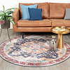 Tapis vintage rond - Azara Bleu/Rouge - thumbnail