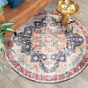 Tapis vintage rond - Azara Bleu/Rouge - thumbnail 3