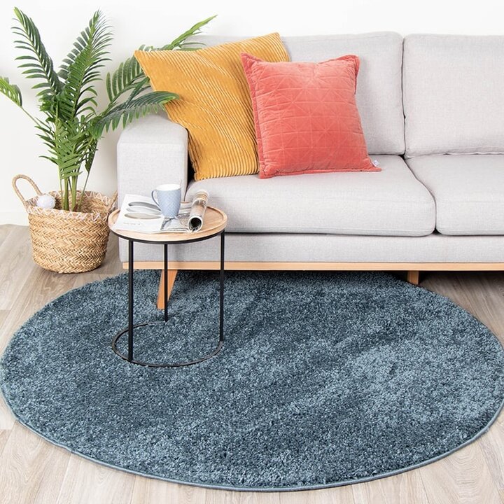 Tapis rond à poils longs - Lofty Bleu