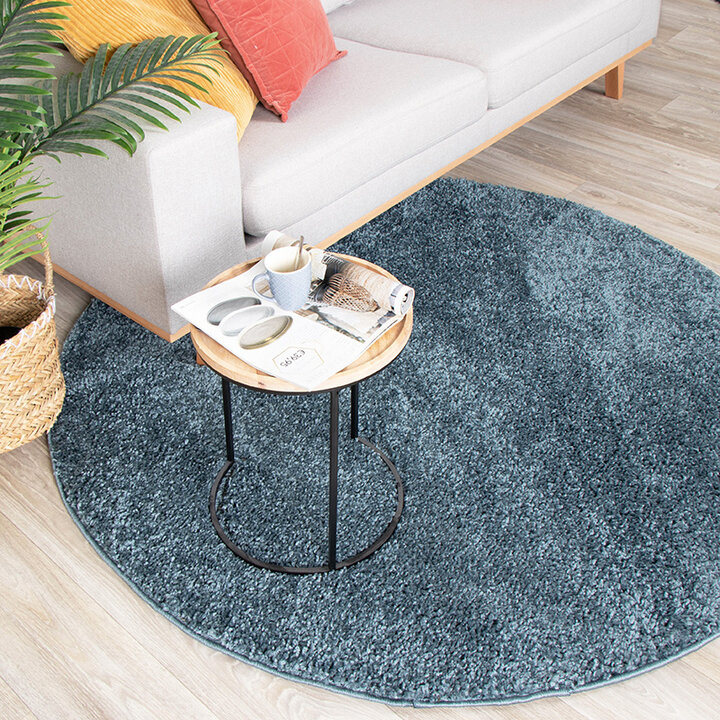 Tapis rond à poils longs - Lofty Bleu - 3