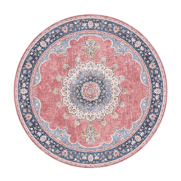 Tapis vintage rond - Lily Medaillon Rouge/Rose - 1