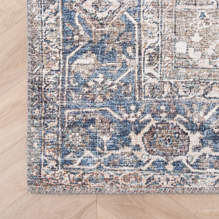 Tapis vintage - Lugan Taupe/Bleu - 4