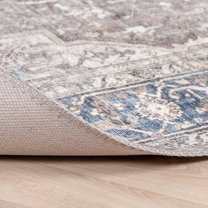 Tapis vintage - Lugan Taupe/Bleu - 5