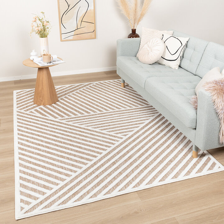 Tapis persan - Nori Lines Blanc/Taupe