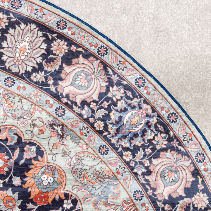 Tapis vintage rond - Imagine Medaillon Bleu - 4