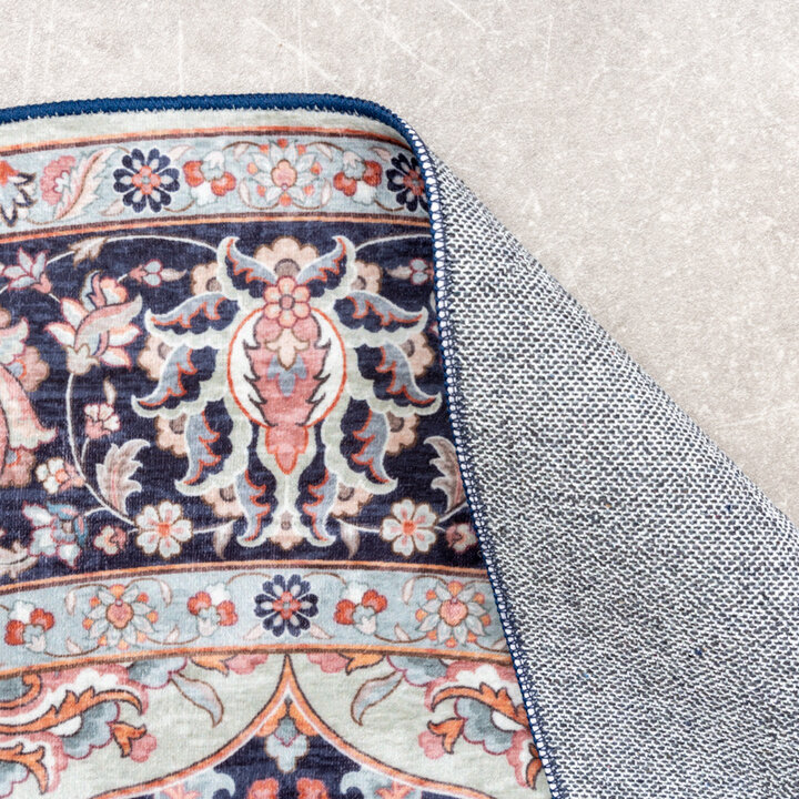 Tapis vintage rond - Imagine Medaillon Bleu - 5