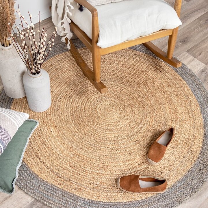 Tapis en jute - Fair Rond Naturel/Gris