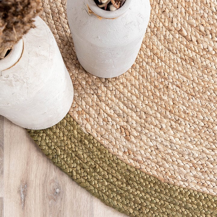 Tapis en jute - Fair Rond Naturel/Vert - 4