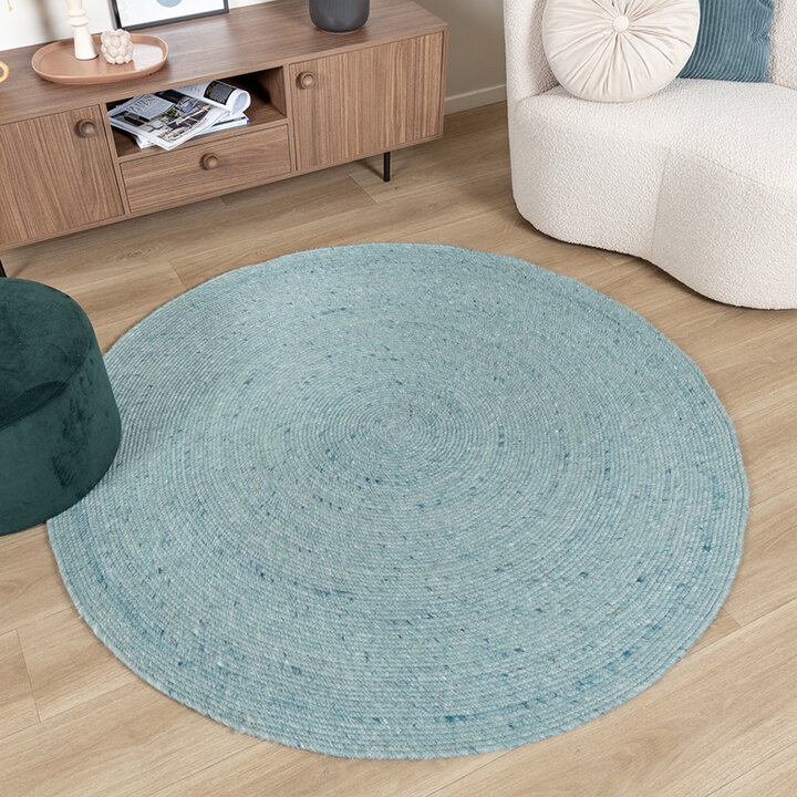 Tapis en laine rond - Wise Bleu - 5