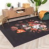 Tapis rond à fleurs - Florine Noir/Orange - thumbnail