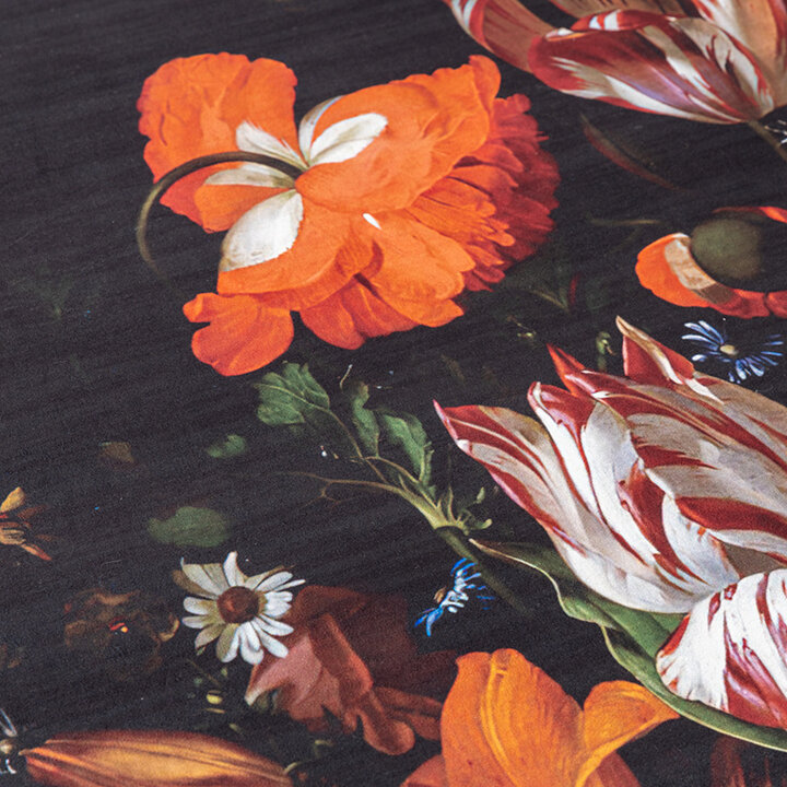 Tapis rond à fleurs - Florine Noir/Orange - 3