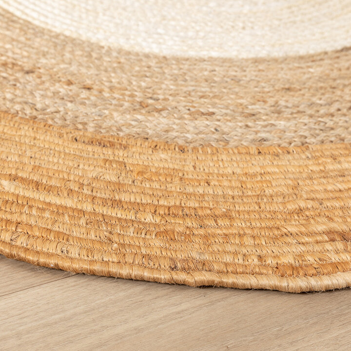 Tapis rond en jute - Mirai Border Blanc/Naturel - 4