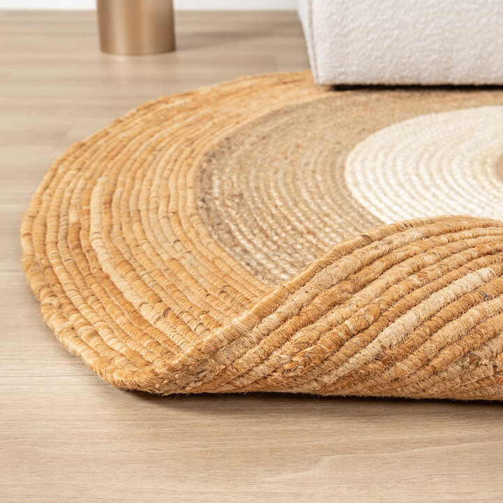 Tapis rond en jute - Mirai Border Blanc/Naturel - 5