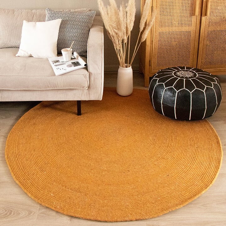 Tapis en laine rond - Wise Jaune