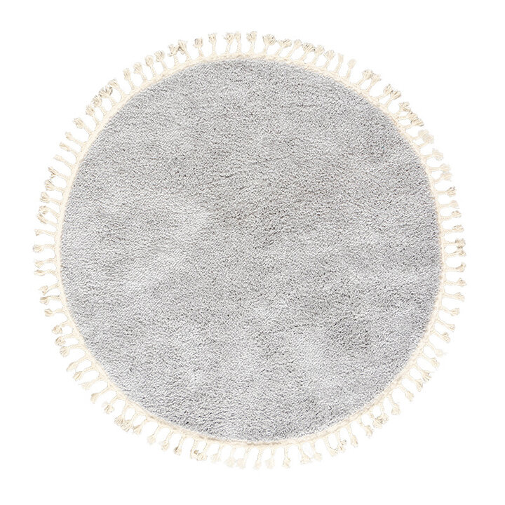 Tapis rond à poils longs - Lofty Fringe Gris Clair - 1